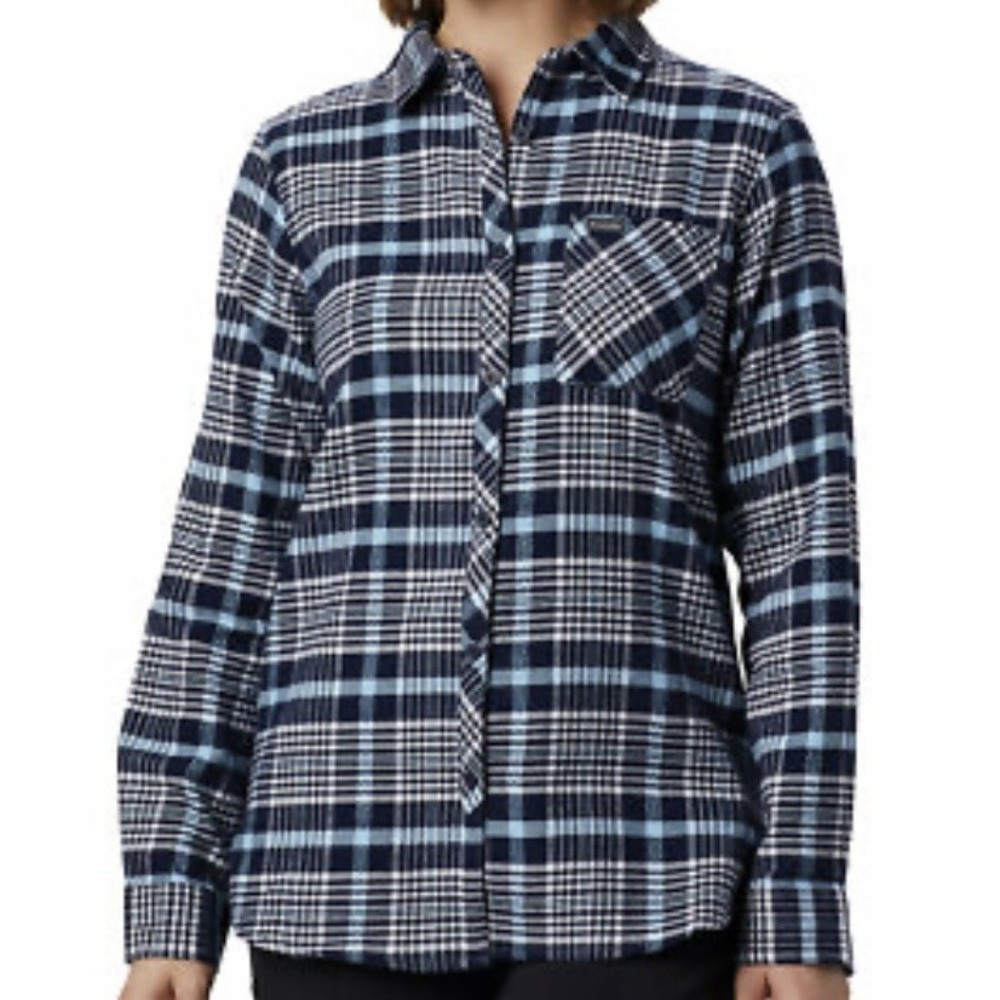 Columbia Simply Put II Plaid Flannel Shirt Womens Long Sleeve Button Up Outdoor